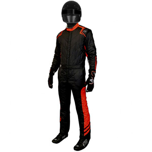 K1 Aero Adult Nomex Fire Suit - Black, Red - Size LG
