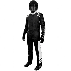 K1 Aero Adult Nomex Fire Suit - Black, White - SizeMED/LG