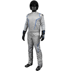 K1 GT2 Adult Nomex Fire Suit- Gray, Blue - Size LG