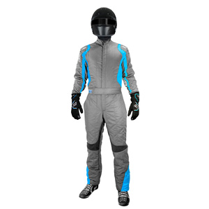 K1 Precision II Adult Nomex Fire Suit- Gray, Blue - Size MED