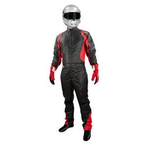 K1 Precision II Adult Nomex Fire Suit- Black, Red - Size 2XL