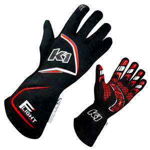 K1 Flight Adult Nomex Auto Racing Gloves - Blue, Red - Size XL