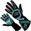 K1 Flex Adult Nomex Auto Racing Gloves - Black, Flo. Blue - Size LG