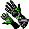 K1 Flex Adult Nomex Auto Racing Gloves - Black, Flo. Green - Size LG