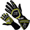 K1 Flex Adult Nomex Auto Racing Gloves - Black, Flo. Yellow - Size LG