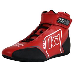 K1 GTX-1 Adult Soft Leather and Nomex Auto Racing Shoes- Red,Grey Size 14