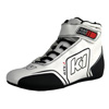 K1 GTX-1 Youth Soft Leather and Nomex Auto Racing Shoes- White, Black, Size 4