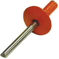 BSC 3/16" Diameter x 3/8" Grip x 5/8" Head Multi Grip Orange Rivets - Box of 250