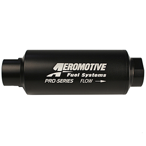 Aeromotive Filter, In-Line, 100-m Stainless Mesh Element, ORB-12 Port, Black Hardcoat Pro-Series, 2-1/2" OD,