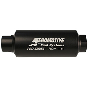 Aeromotive Filter, In-Line, 10-m Fabric Element, ORB-12 Port, Black Hardcoat Pro-Series, 2-1/2" OD