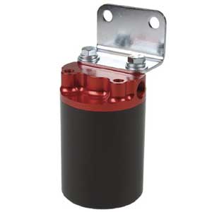 Aeromotive Filter, Canister, 100-Micron Stainless Mesh Element , 3/8" NPT Port, Bright-Dip Red Top / Black Cup, SS Series