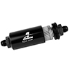 Filter, In-Line, 40-m Stainless Mesh Element, AN-08 Male, Bright-Dip Black, 2" OD