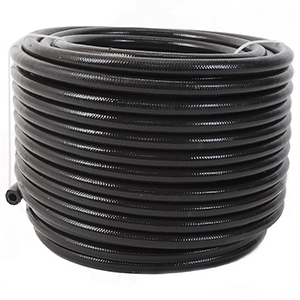 Hose, Fuel, PTFE, Stainless Steel Braided, Black Jacketed,  AN-06 x 8'