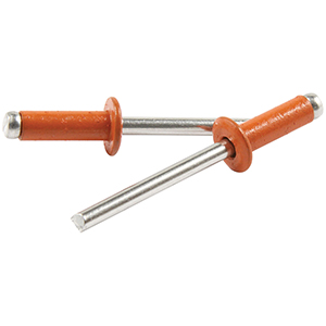 3/16" Small Head Rivets Aluminum Mandrel Orange