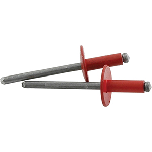 3/16" Large Head Rivets Steel Mandrel Red