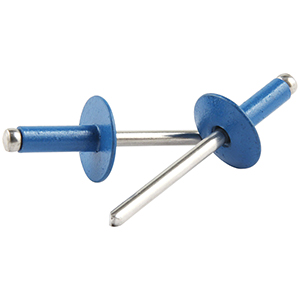 3/16" Large Head Rivets Aluminum Mandrel Pepsi Blue
