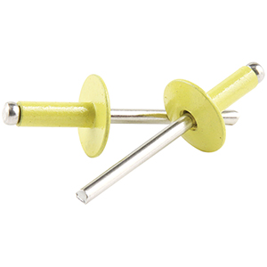 3/16" Large Head Rivets Aluminum Mandrel Yellow