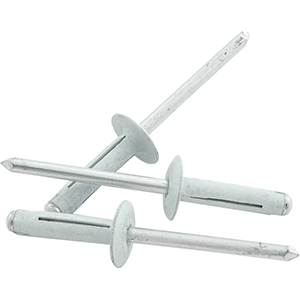 3/16" Medium Head Tri-Fold Rivets Aluminum Mandrel White