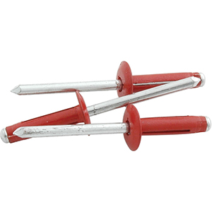 3/16" Medium Head Tri-Fold Rivets Aluminum Mandrel Red
