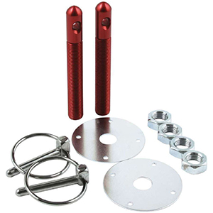 Aluminum Hood Pin Kit with 1/2" Pins Red