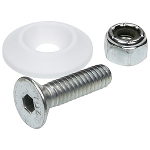 Countersunk Bolt Kit with Plastic Washers 1/4" x 1" White