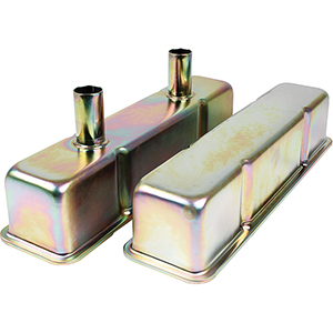 Steel Valve Covers SB Chevy Zinc Plated w/Tubes