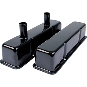 Steel Valve Covers SB Chevy Black Painted w/Tubes