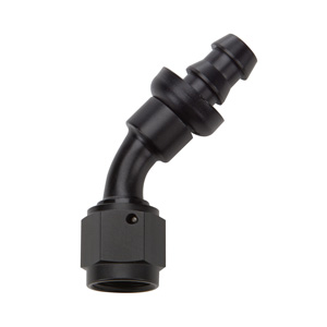 Hose End Pushlock Black Aluminum 45 Deg Elbow -16