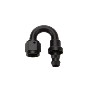 Hose End Pushlock Black Aluminum 180 Deg Elbow -12