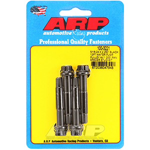 ARP 5/16-24 X 2.250 black 12pt water pump pulley w/ 1.000" fan spacer stud kit