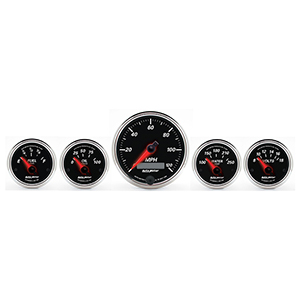 AutoMeter 1201 Designer Black II Electric 3-3/8" & 2-1/16" 5 Piece Electric Gauge Kit