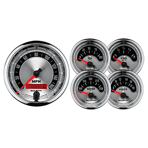 AutoMeter 1202 American Muscle 3-3/8" & 2-1/16" Speedometer 5pc Gauge Kit Electrical
