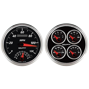 AutoMeter 1204 Designer Black II Electric 5" Air-Core 2 Piece Gauge Kit, 240-33 Ohms