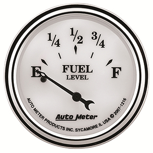 AutoMeter 1216 Old Tyme White II 2-1/16" Air-Core Fuel Level Gauge, 240- 33 Ohms Electric
