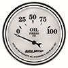 AutoMeter 1227 Old Tyme White II 2-1/16" Air-Core Oil Pressure Gauge, 0-100 PSI Electric