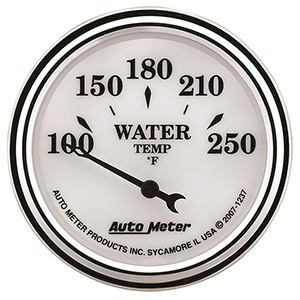 AutoMeter 1237 Old Tyme White II 2-1/16" Air-Core Water Temperature Gauge, 100-250 F Electric