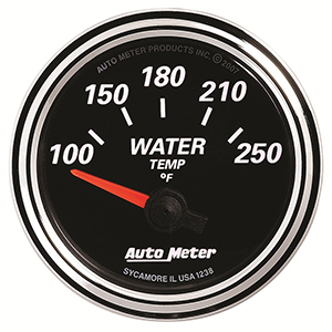 AutoMeter 1238 Designer Black II Electric 2-1/16" Air-Core Water Temperature Gauge, 100-250 f