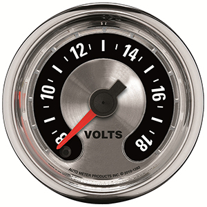 AutoMeter 1282 American Muscle 2-1/16" Voltmeter Gauge, 8-18V Electrical