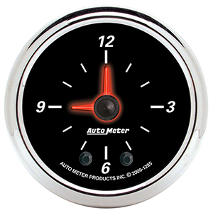 AutoMeter 1285 Designer Black II Electric 2-1/16" Digital Stepper Motor 12 Hour Clock Gauge