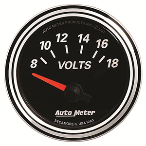 AutoMeter 1293 Designer Black II Electric 2-1/16" Air-Core Voltmeter Gauge, 8-18V