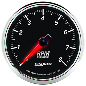 AutoMeter 1296 Designer Black II Electric 3-3/8" Air-Core In-Dash Tachometer Gauge, 0-8,000  RPM