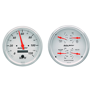 AutoMeter 1303 Arctic White 5" 2 Pc. Gauge Kit, Quad & Speedometer, 240-33 Ohms Electrical