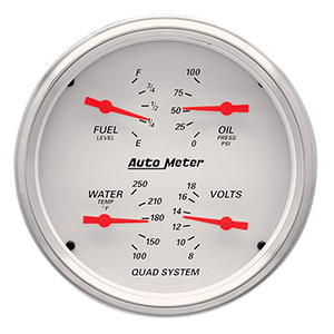 AutoMeter 1310 Arctic White 5" Air-Core Quad Gauge, 240-33 Ohms Electrical