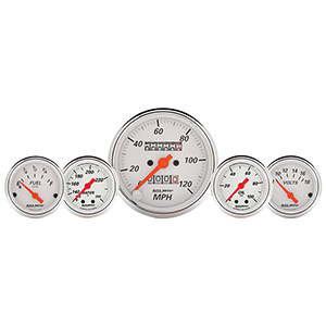 AutoMeter 1311 Arctic White 3-1/8" & 2-1/16" 5 Pc. Gauge Kit, Speedometer Mechanical
