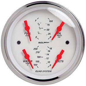 AutoMeter 1312 Arctic White 3-3/8" Air-Core Quad Gauge, 240-33 Ohms Electrical