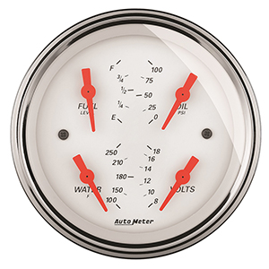 AutoMeter 1314 Arctic White 3-3/8" Air-Core Quad Gauge, 0-90 Ohms Electrical
