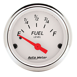 AutoMeter 1318 Arctic White 2-1/16" Fuel Level Gauge, 0-30 Ohms Electrical