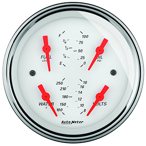 AutoMeter 1319 Arctic White 5" Air-Core Quad Gauge, 0-90 Ohms Electrical
