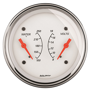 AutoMeter 1330 Arctic White 3-3/8" Air-Core Dual Gauge, 100-250 f / 8-18V Electrical