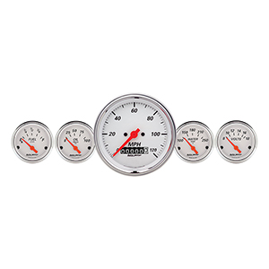 AutoMeter 1340 Arctic White 3-3/8" & 2-1/16" 5 Pc. Gauge Kit, Speedometer Electrical